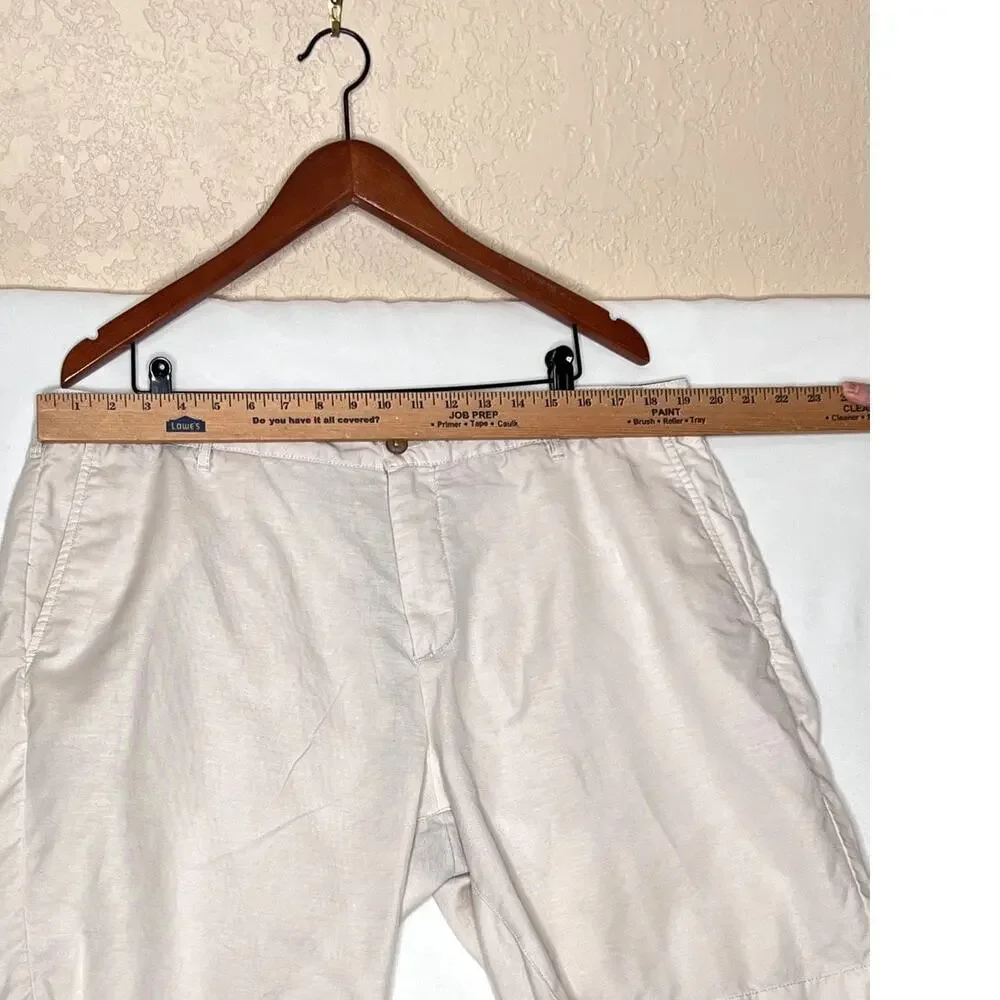 Faherty mens size 38 shorts cream linen/cotton golf cruise wear timeless